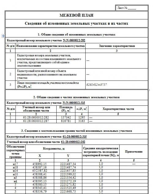 Образец: как выглядит межевой план сельхозугодий