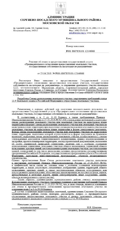 Примеры отказов в утверждении схемы расположения земельного участка